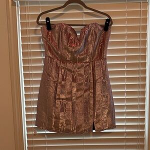 Storia Iridescent Pink Strapless Mini Dress